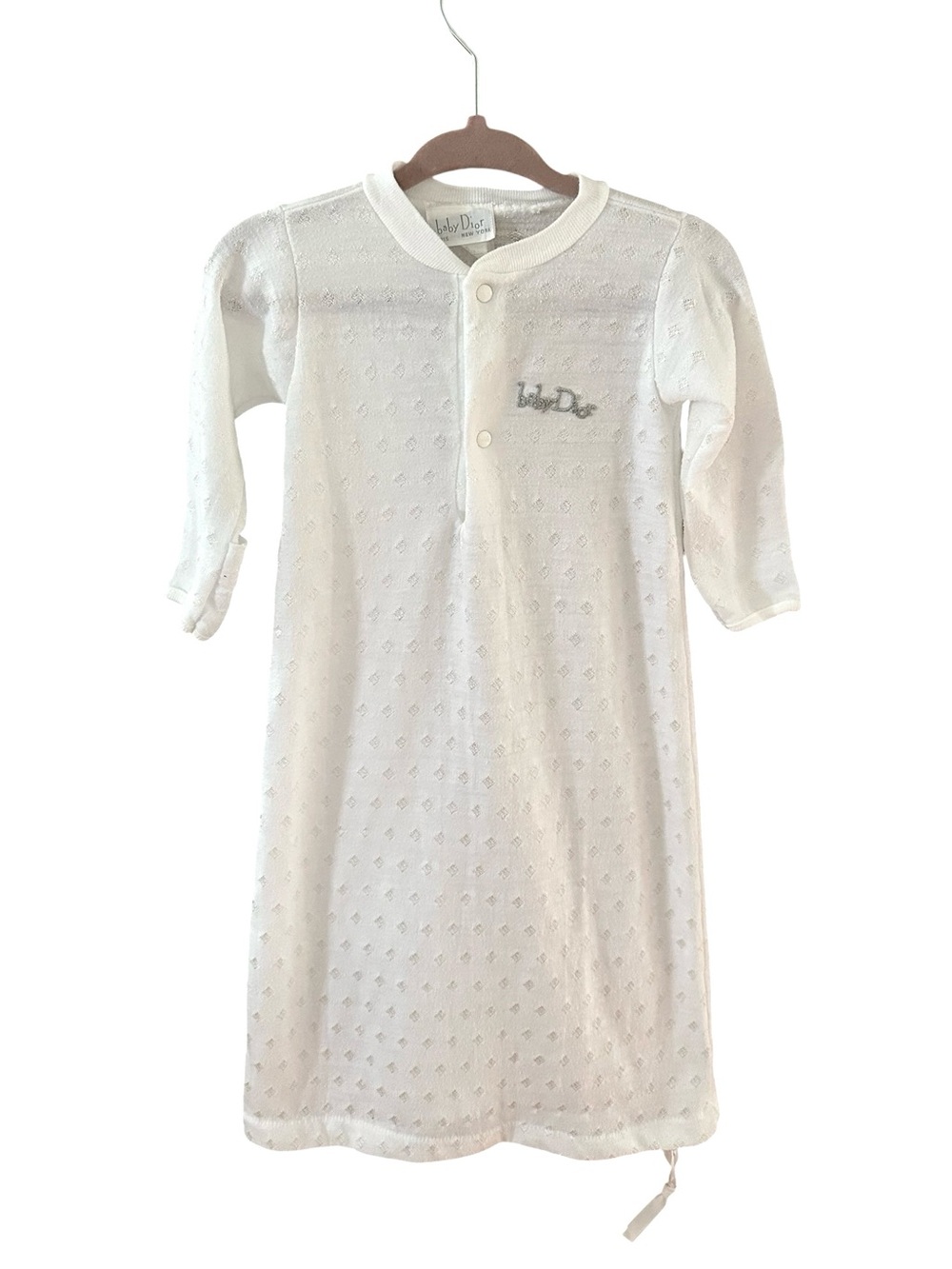 Vintage Baby Dior "New York" pointelle knit infant gown